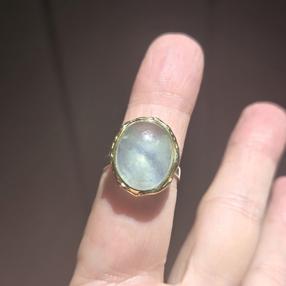 Aquamarine 7k sterling & gold ring sz7 - Picture 3 of 8